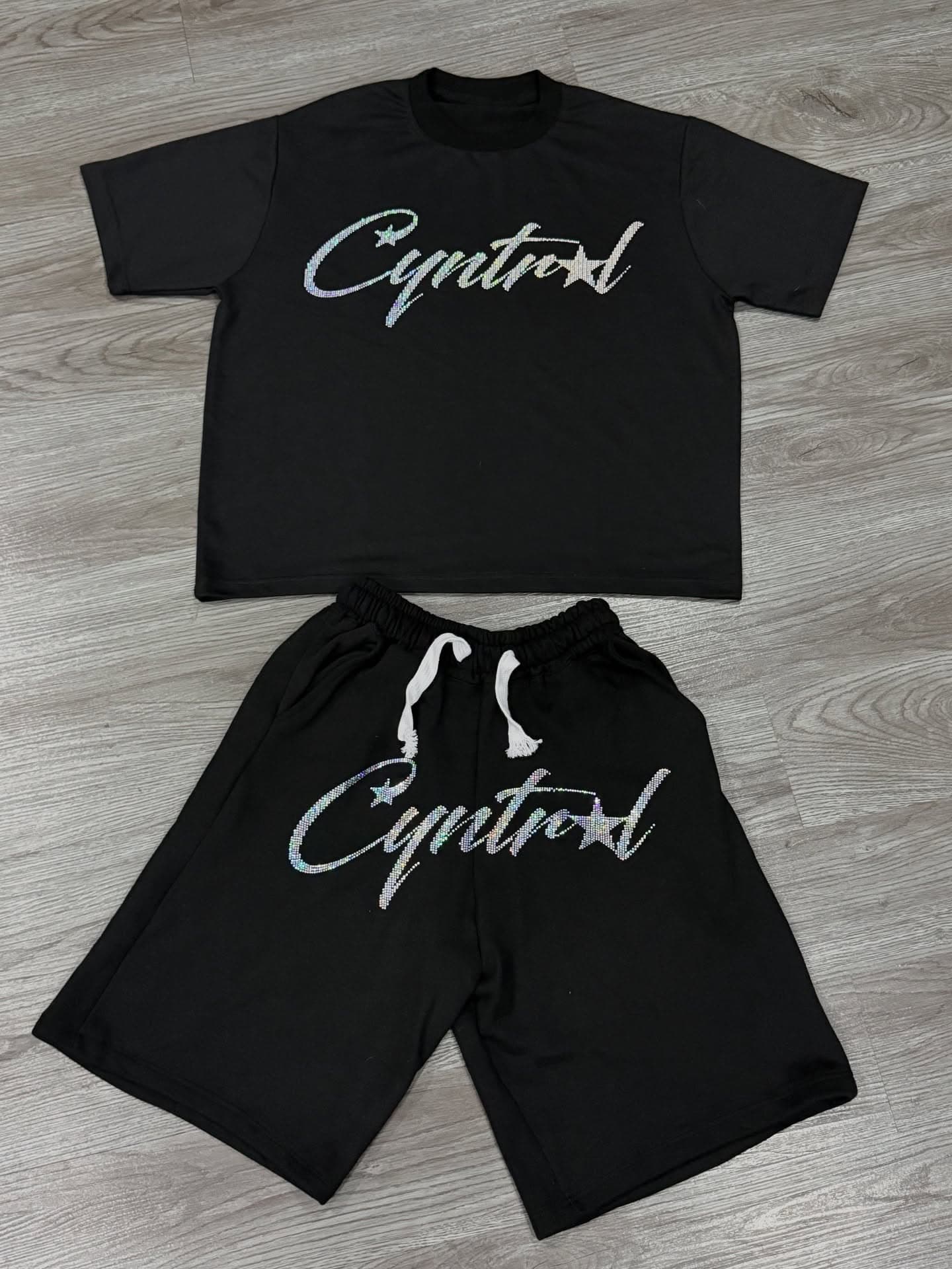Black Cyntral tee and shorts set