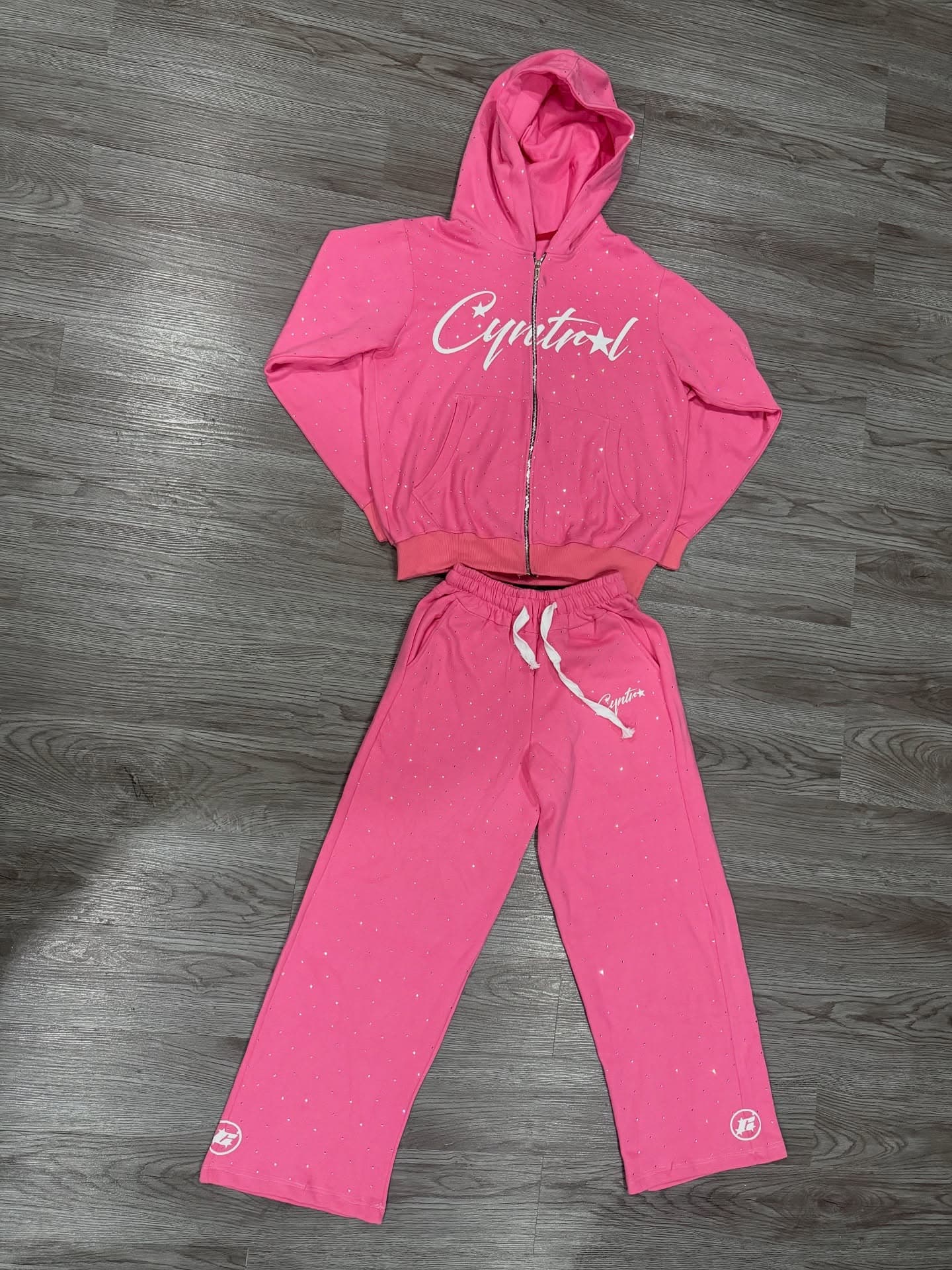 Pink Cyntral hoodie and pants set